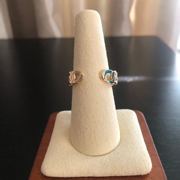 NEW Pretty Bird Adjustable 18k Yellow Gold Plated 1ct Solitaire Chain Link Ring - Picture 6 of 6